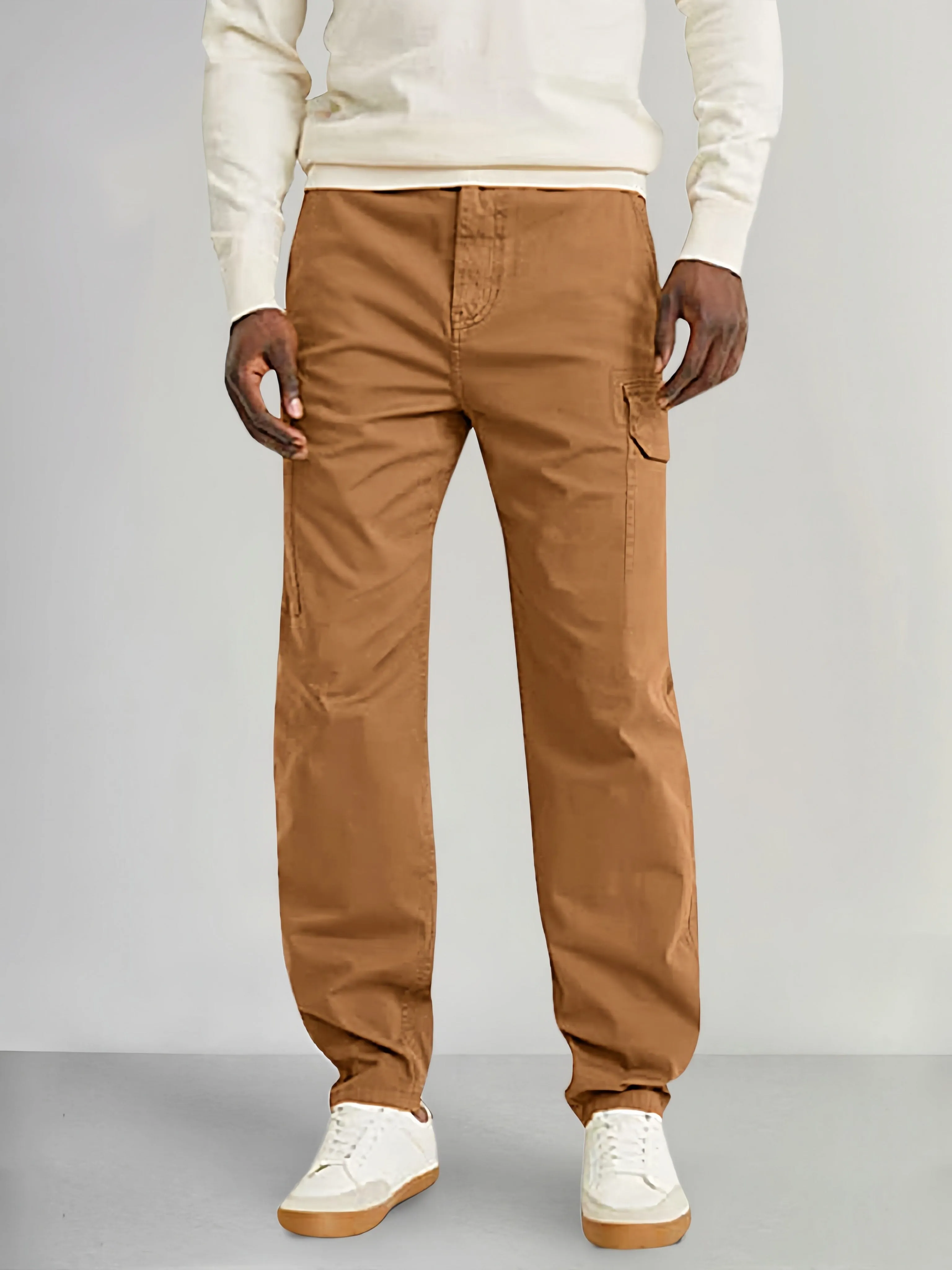 Casual Loose Fit Solid Pants with Flap Pocket