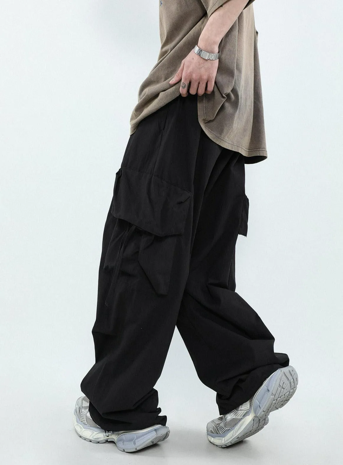 Casual Pleated Parachute Cargo Pants