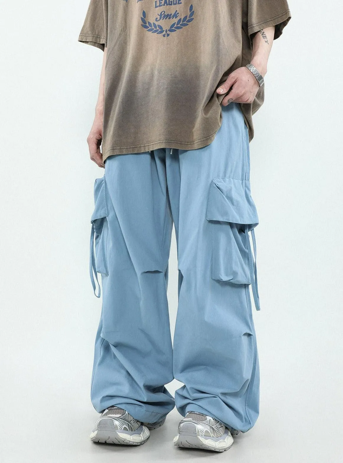 Casual Pleated Parachute Cargo Pants