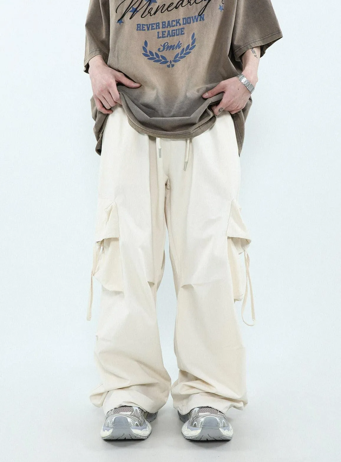 Casual Pleated Parachute Cargo Pants