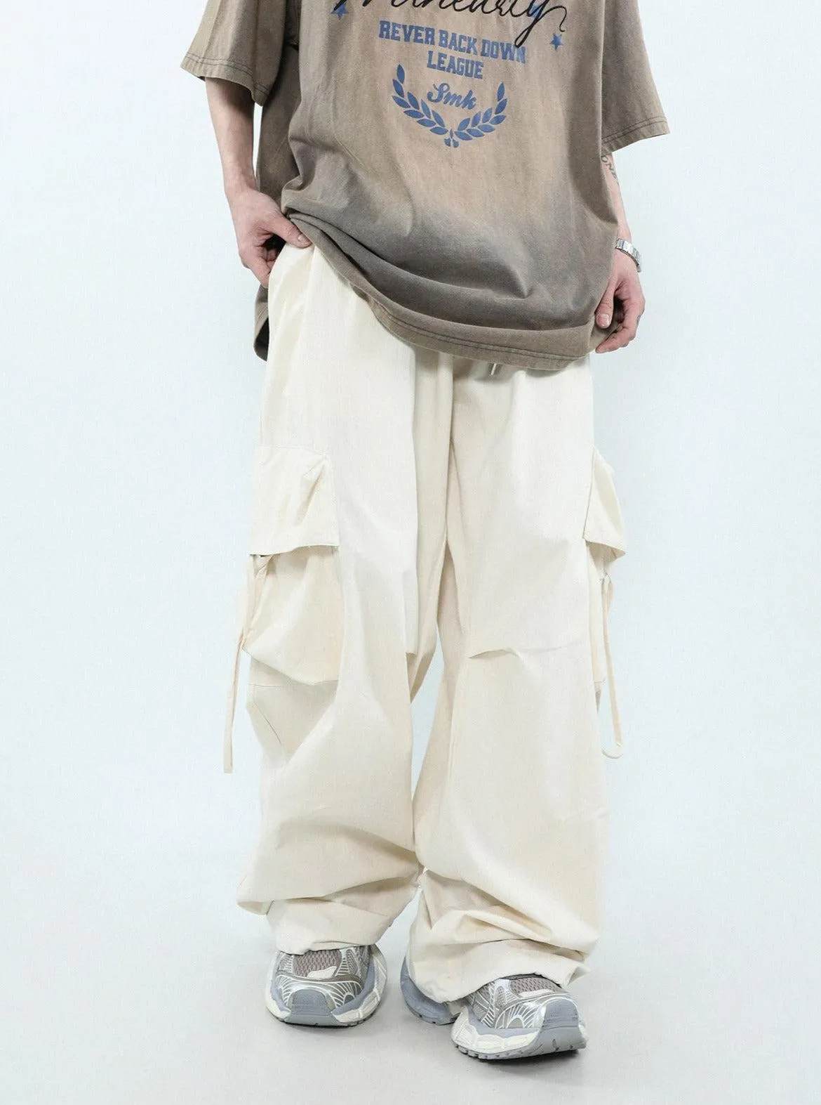 Casual Pleated Parachute Cargo Pants