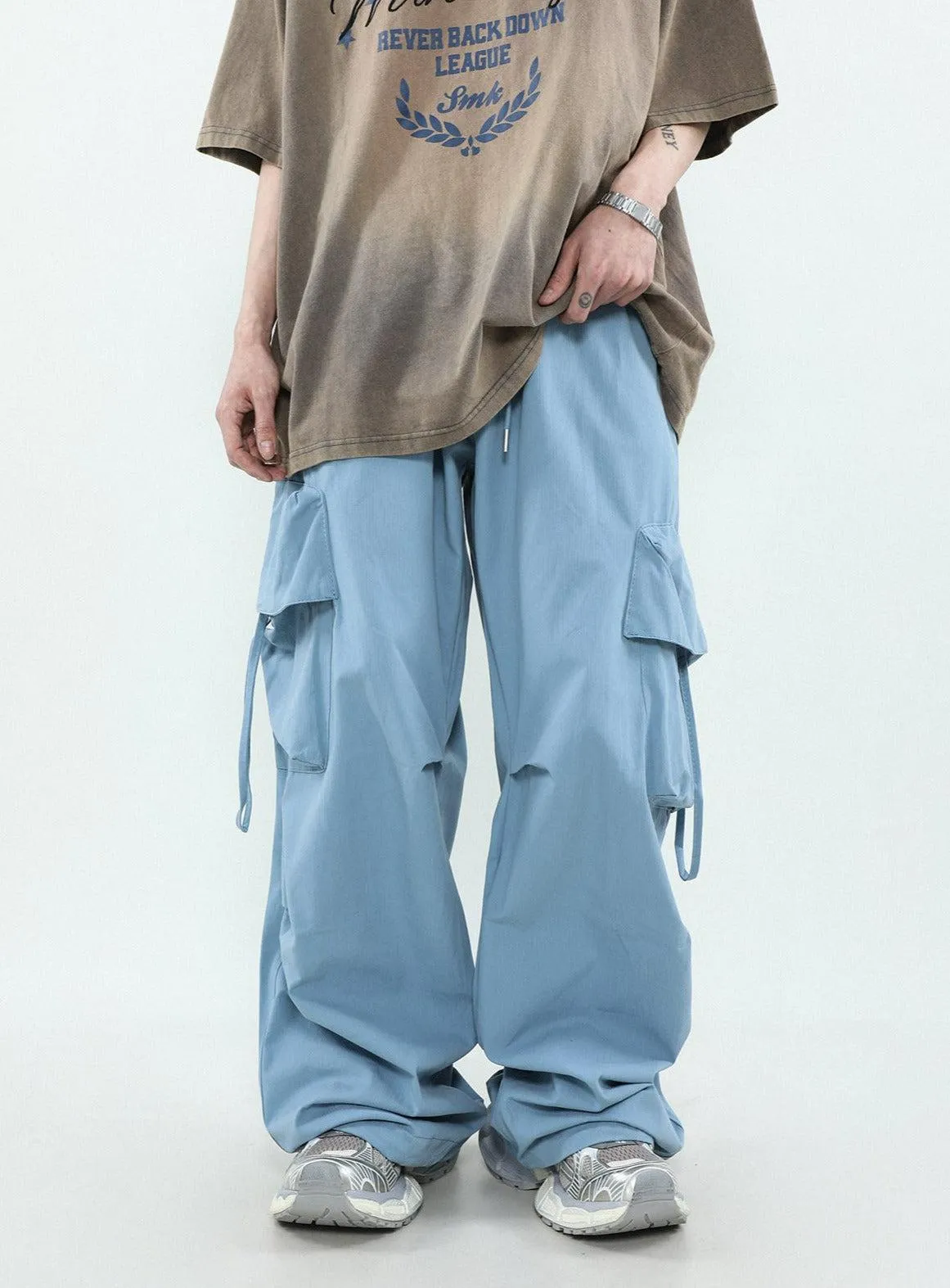 Casual Pleated Parachute Cargo Pants