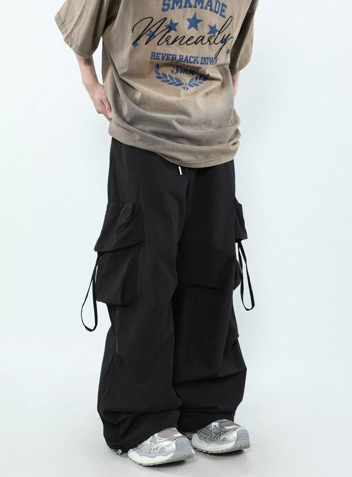 Casual Pleated Parachute Cargo Pants