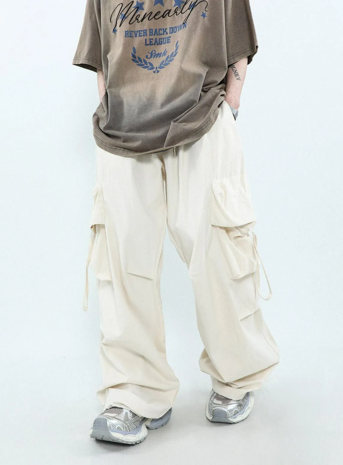 Casual Pleated Parachute Cargo Pants