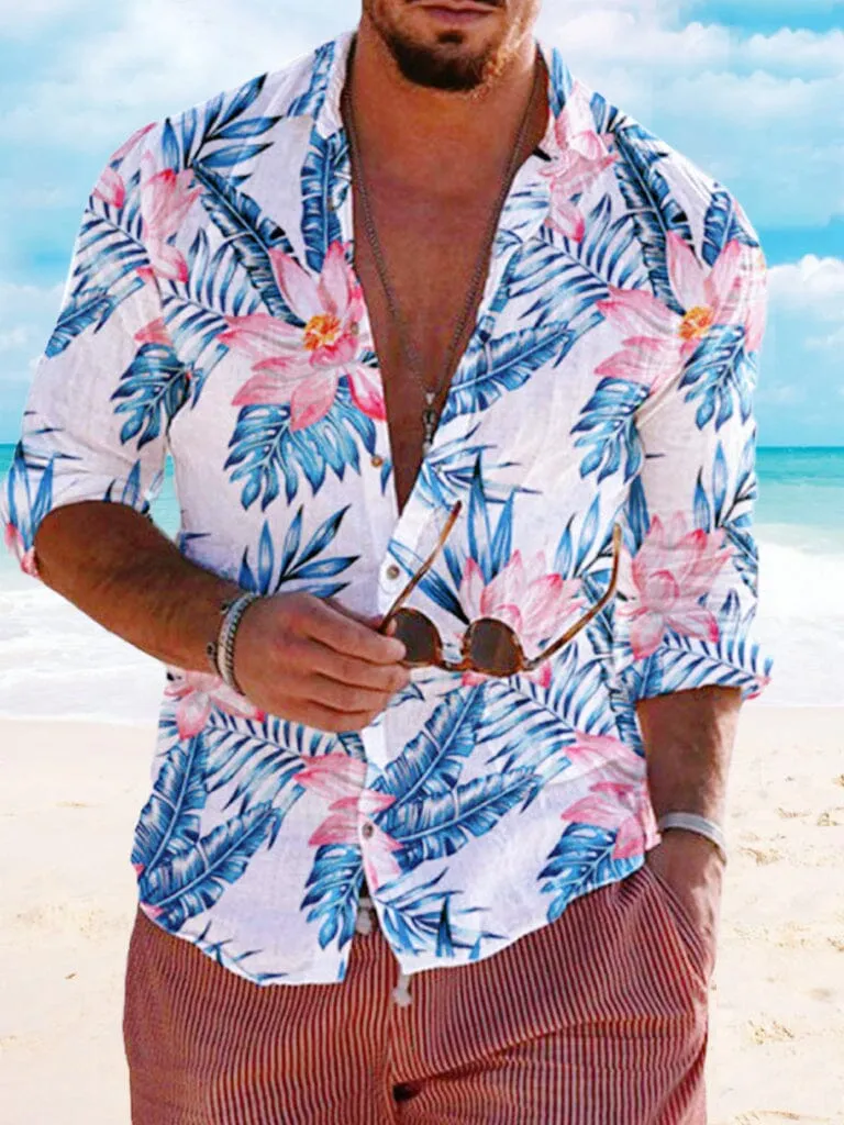 Casual Printed Long Sleeves Beach Shirt