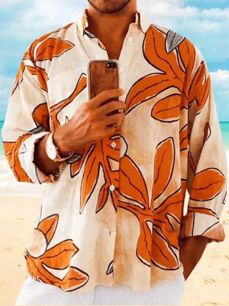 Casual Printed Long Sleeves Beach Shirt