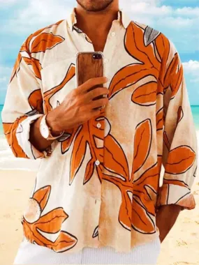 Casual Printed Long Sleeves Beach Shirt