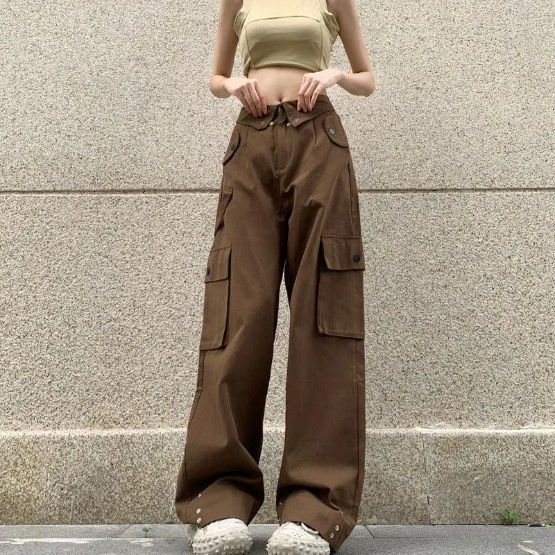 Casual Waist Folded Cargo Pants