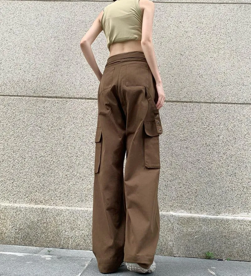 Casual Waist Folded Cargo Pants