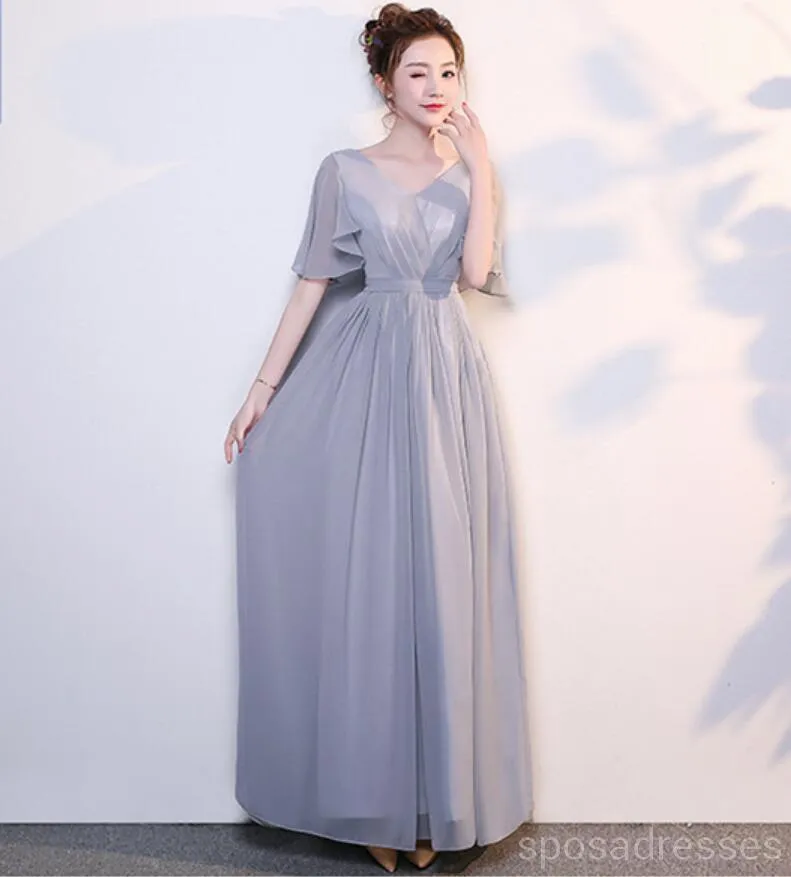 Cheap Grey Floor Length Mismatched Chiffon Bridesmaid Dresses Online, WG540