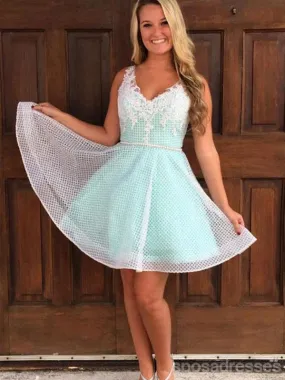 Cheap Simple Cute V Neck Mint Homecoming Dresses 2018, CM494