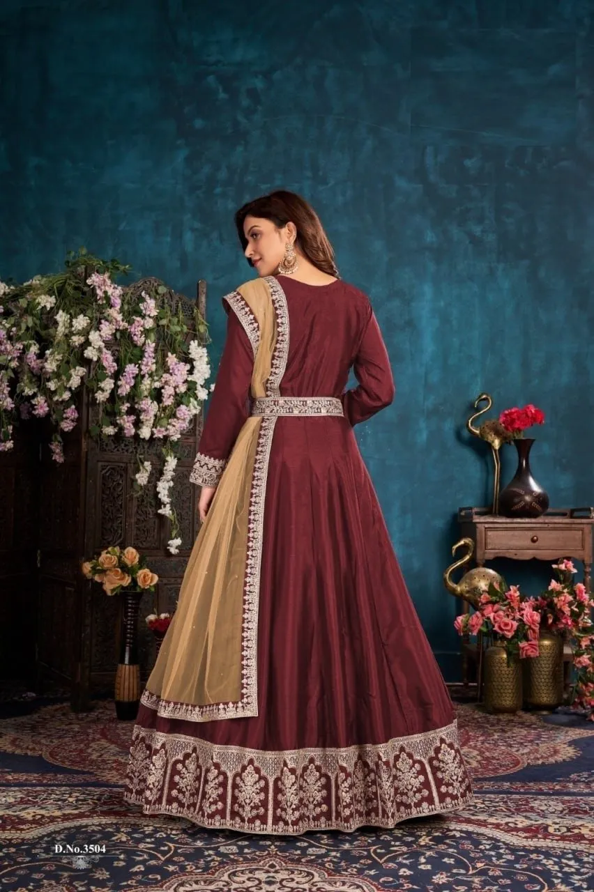 Classy and Elegant heavy Anarkali Set with Net Dupatta- Rent