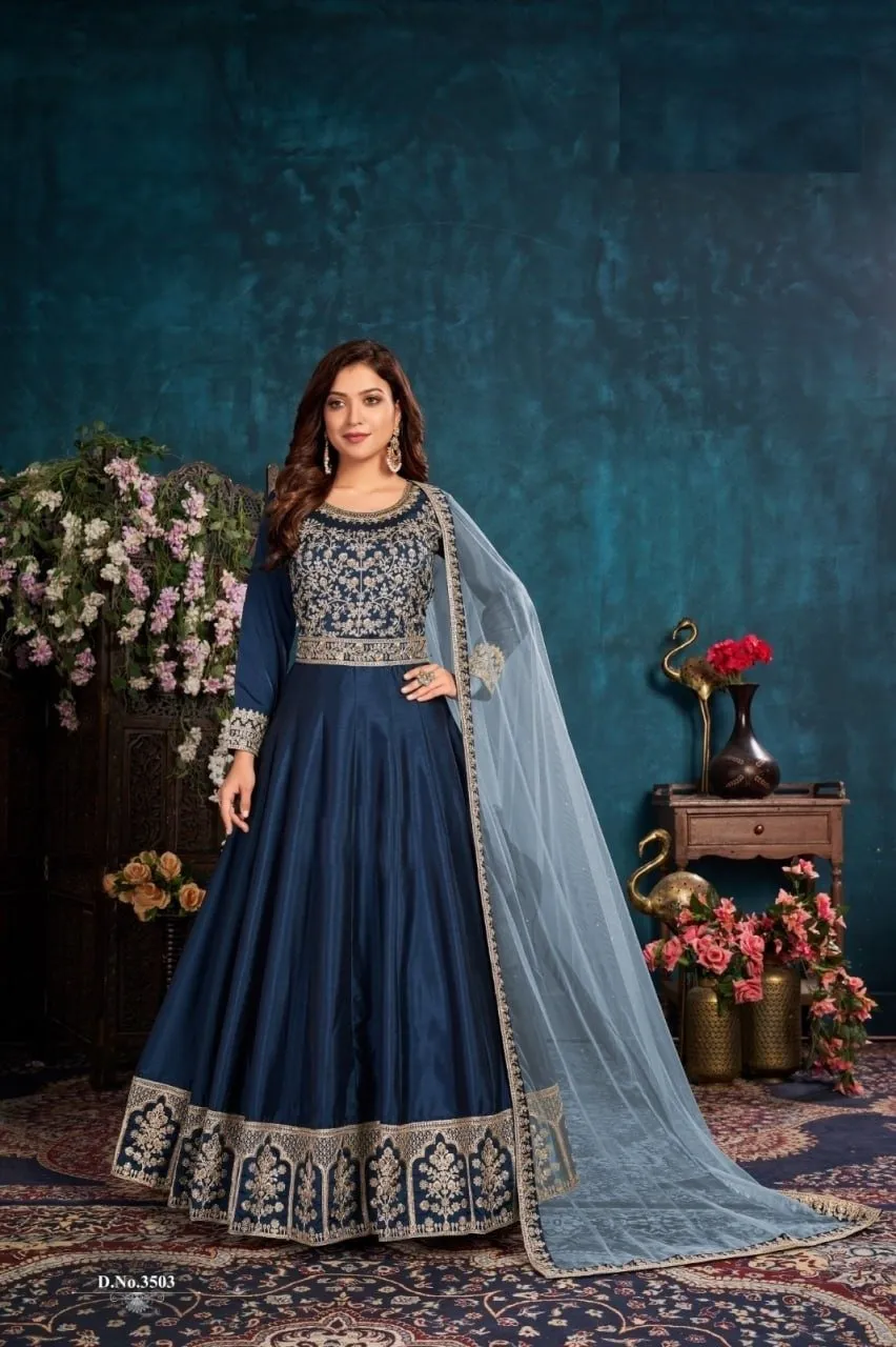 Classy and Elegant heavy Anarkali Set with Net Dupatta- Rent