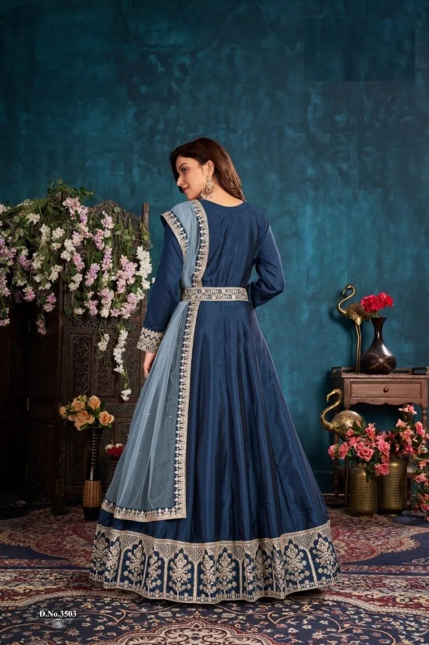 Classy and Elegant heavy Anarkali Set with Net Dupatta- Rent