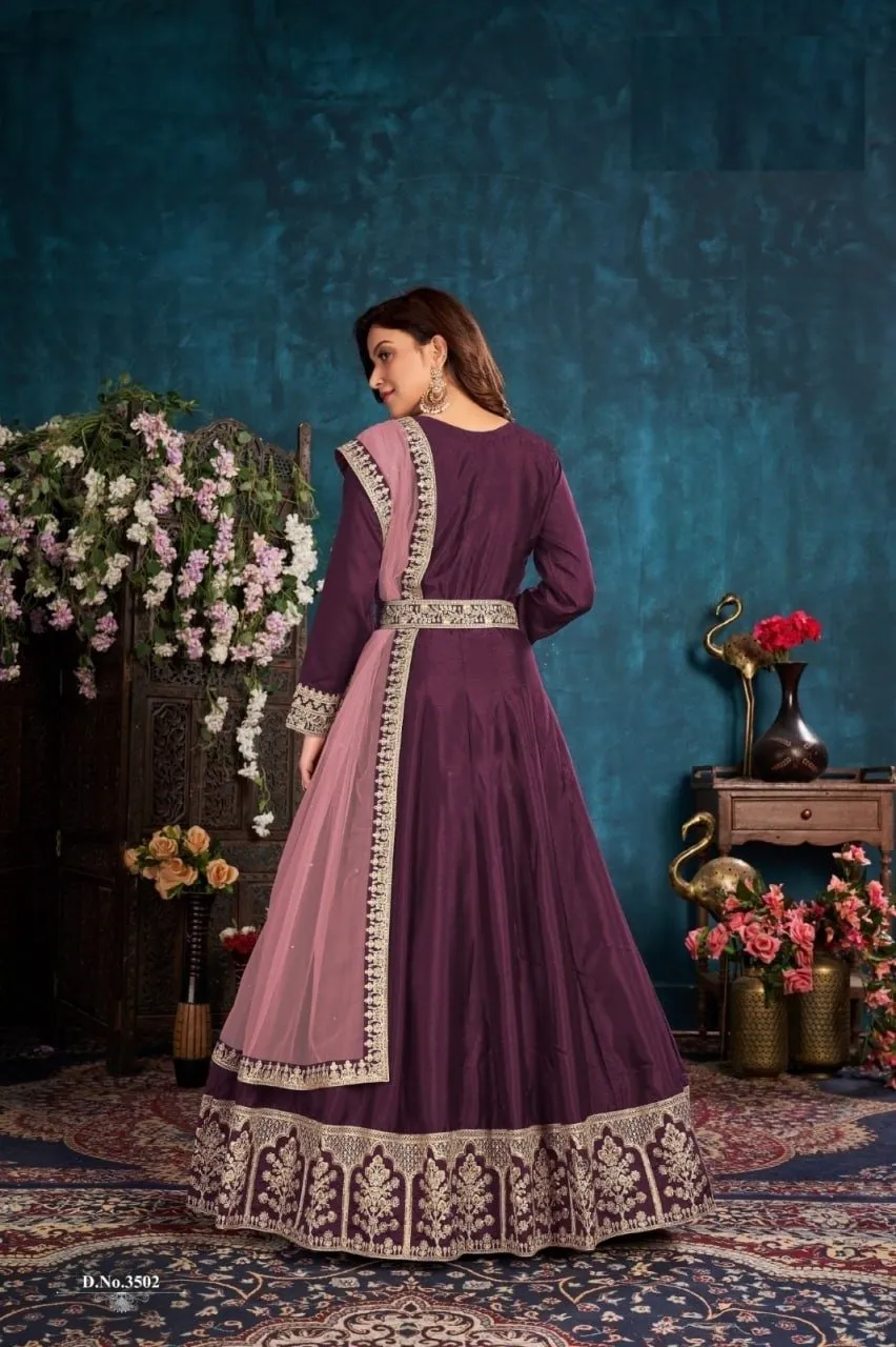 Classy and Elegant heavy Anarkali Set with Net Dupatta- Rent