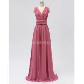 Convertible Chiffon Long Pink Cheap Bridesmaid Dresses Online, WG603