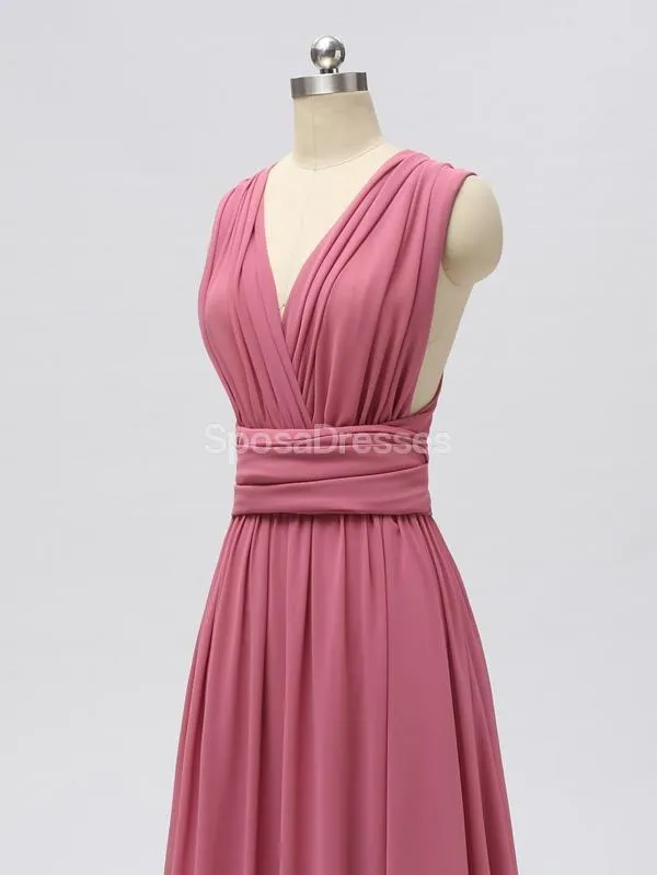 Convertible Chiffon Long Pink Cheap Bridesmaid Dresses Online, WG603