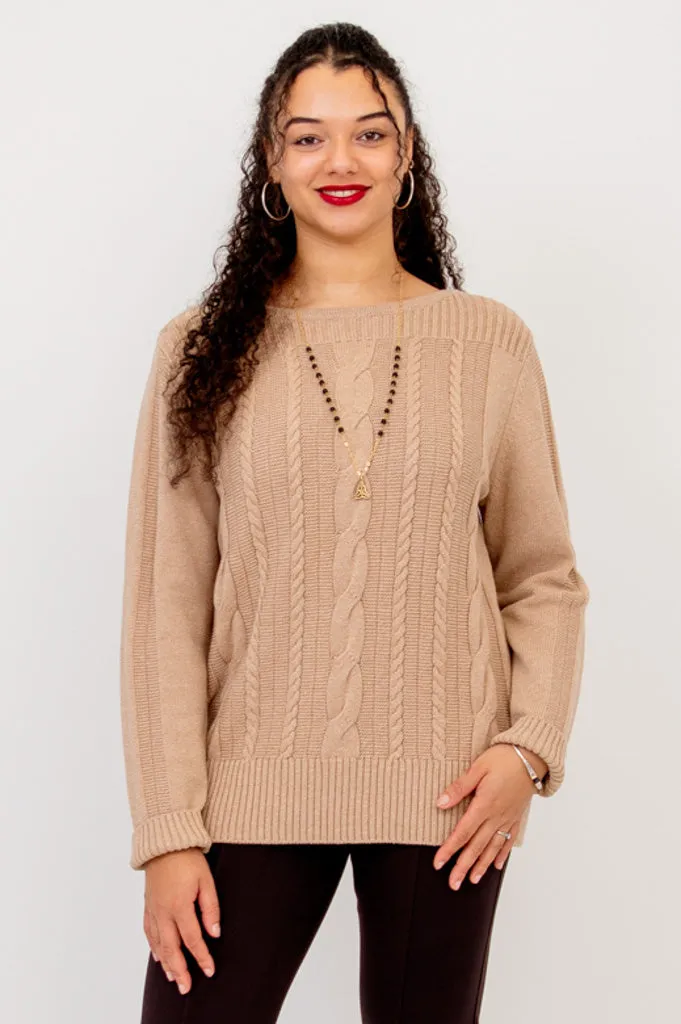 Cora Sweater, Latte, Cotton