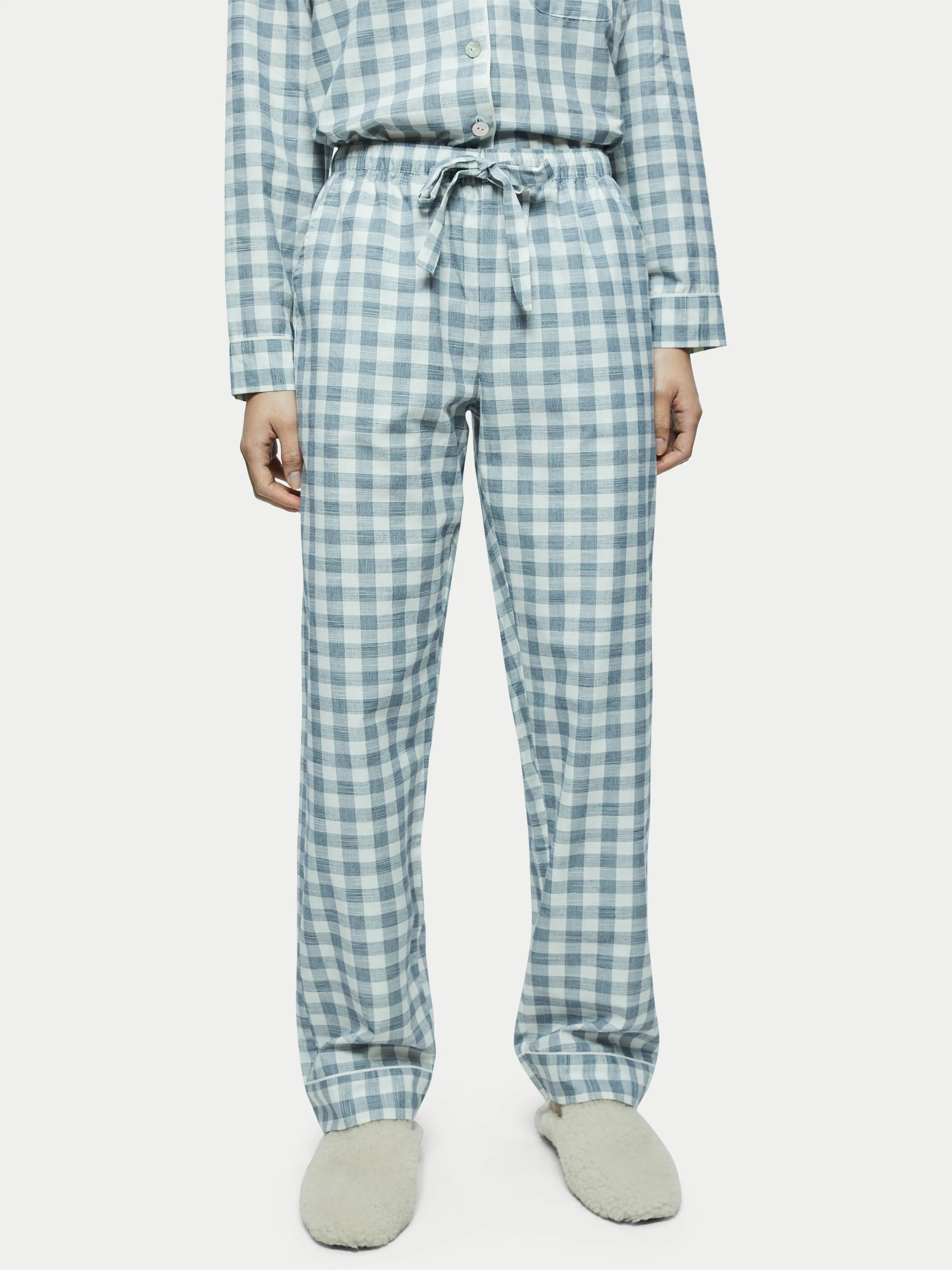 Cotton Gingham Pyjama | Blue