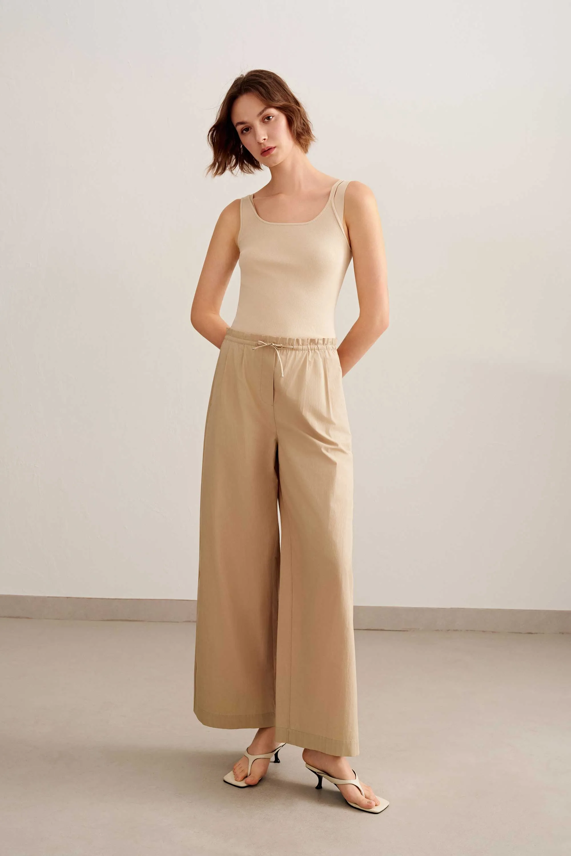 Cotton Wide Leg Pants