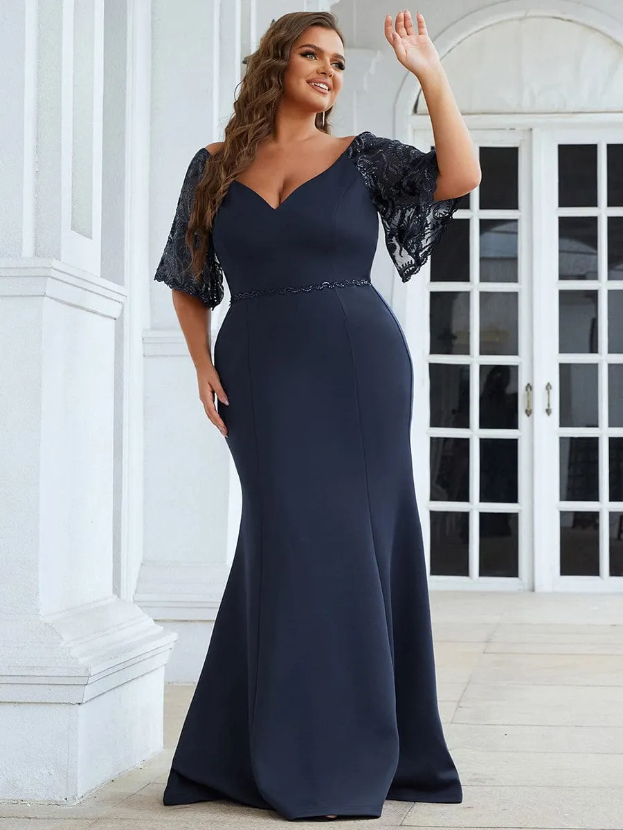 Custom Size V Neck Elegant Fishtail Evening Dress Long Formal Dresses