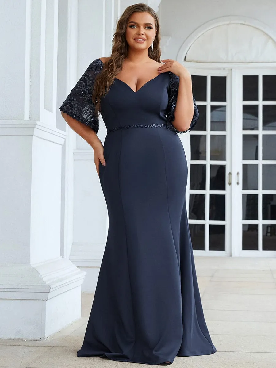 Custom Size V Neck Elegant Fishtail Evening Dress Long Formal Dresses