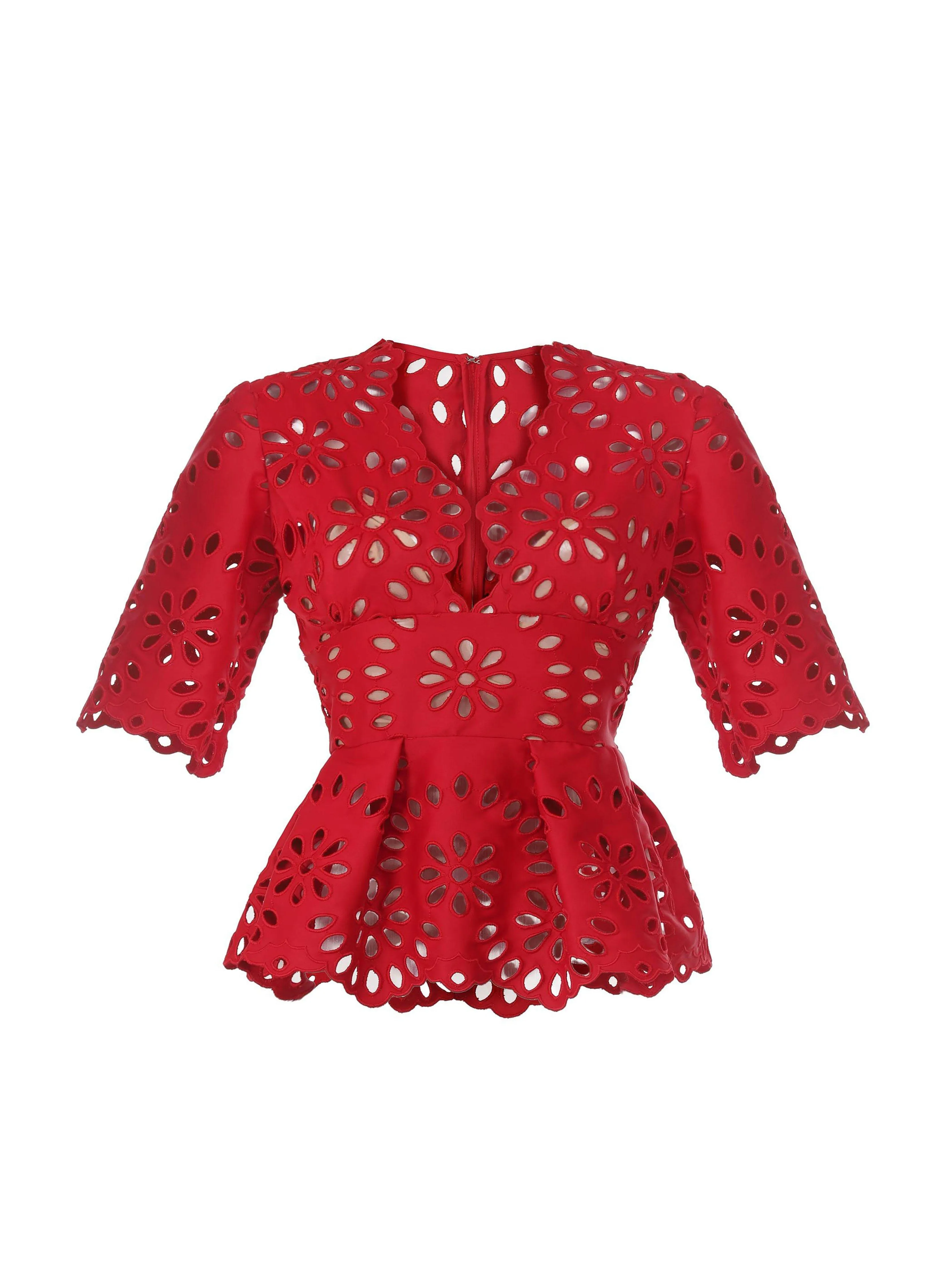 Cutwork Embroidered Satin Blouse