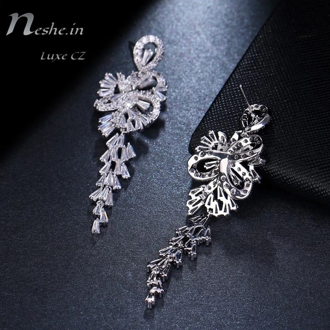 Elegant AAA CZ Clear Crystal Dangle Wedding Party Earrings