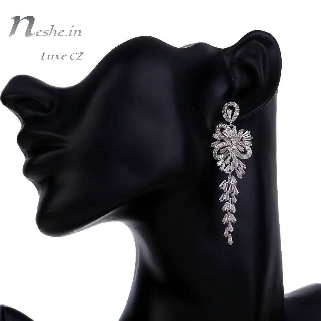 Elegant AAA CZ Clear Crystal Dangle Wedding Party Earrings