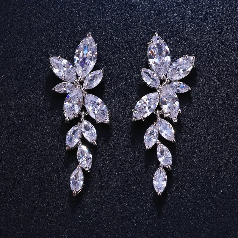 Elegant CZ Crystal Drop Dangle Earrings - 3 Variants