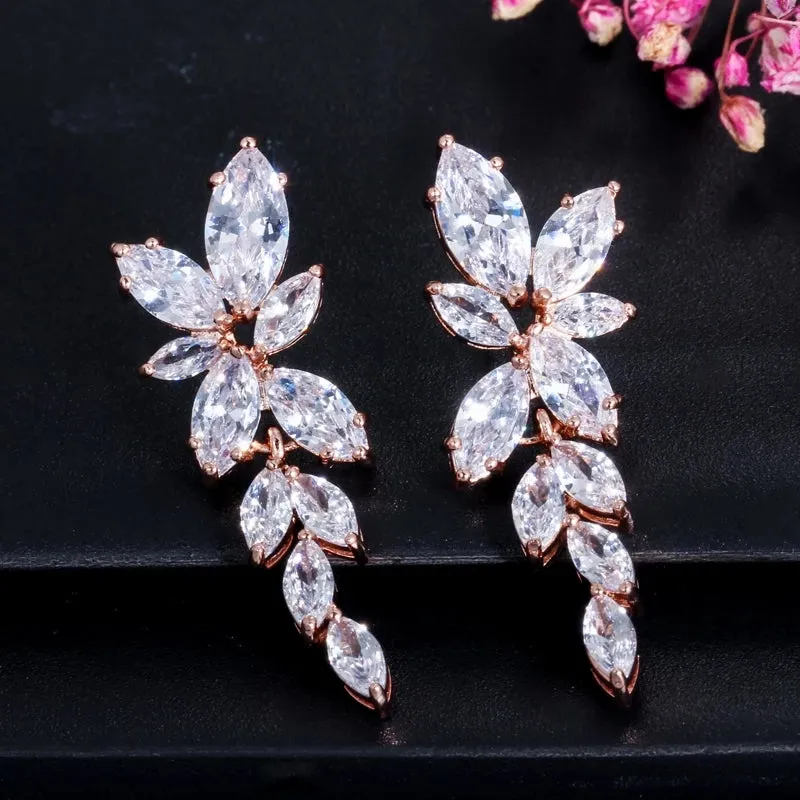 Elegant CZ Crystal Drop Dangle Earrings - 3 Variants