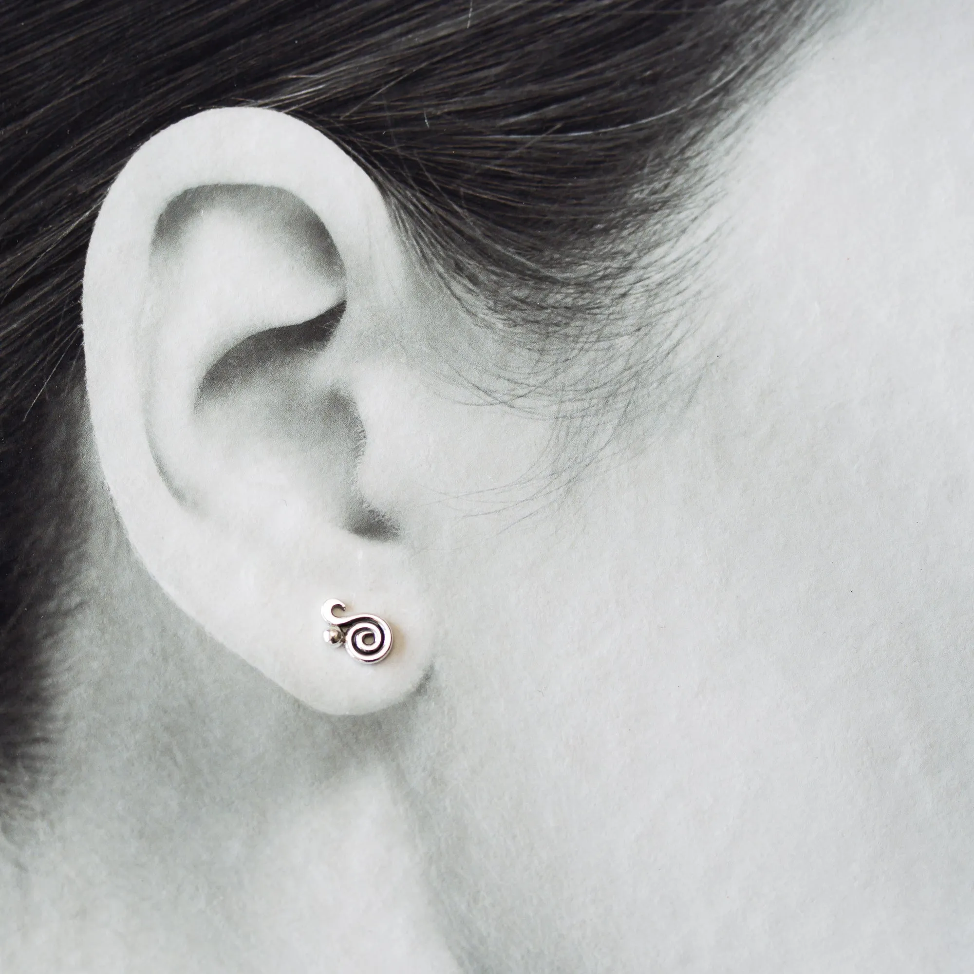 Elegant Dainty Spiral Stud Earrings, Sterling Silver