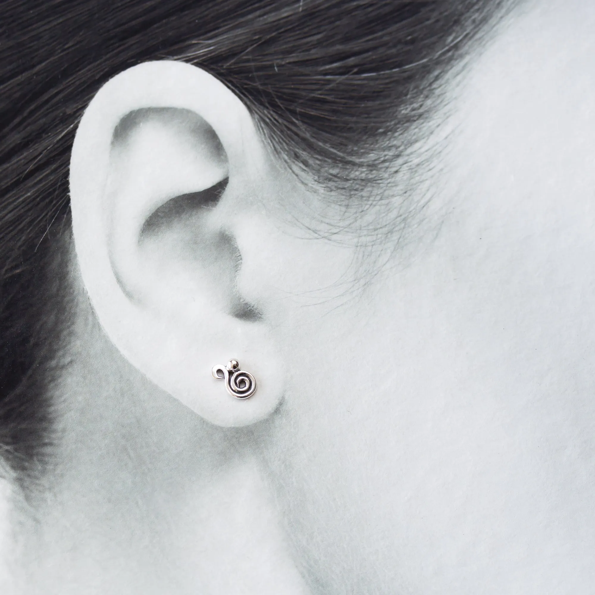 Elegant Dainty Spiral Stud Earrings, Sterling Silver