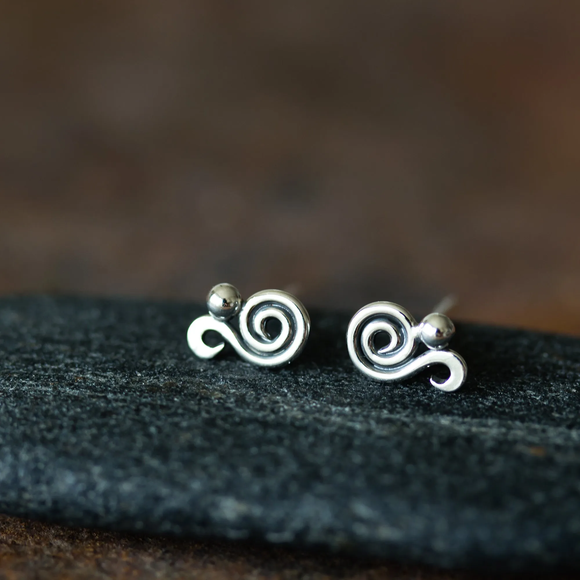 Elegant Dainty Spiral Stud Earrings, Sterling Silver