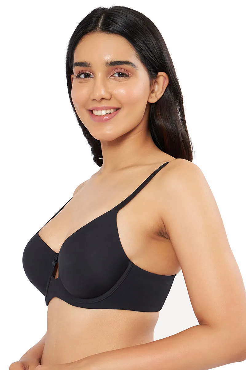 Elegant Dream Padded Wired T-shirt Bra - Black