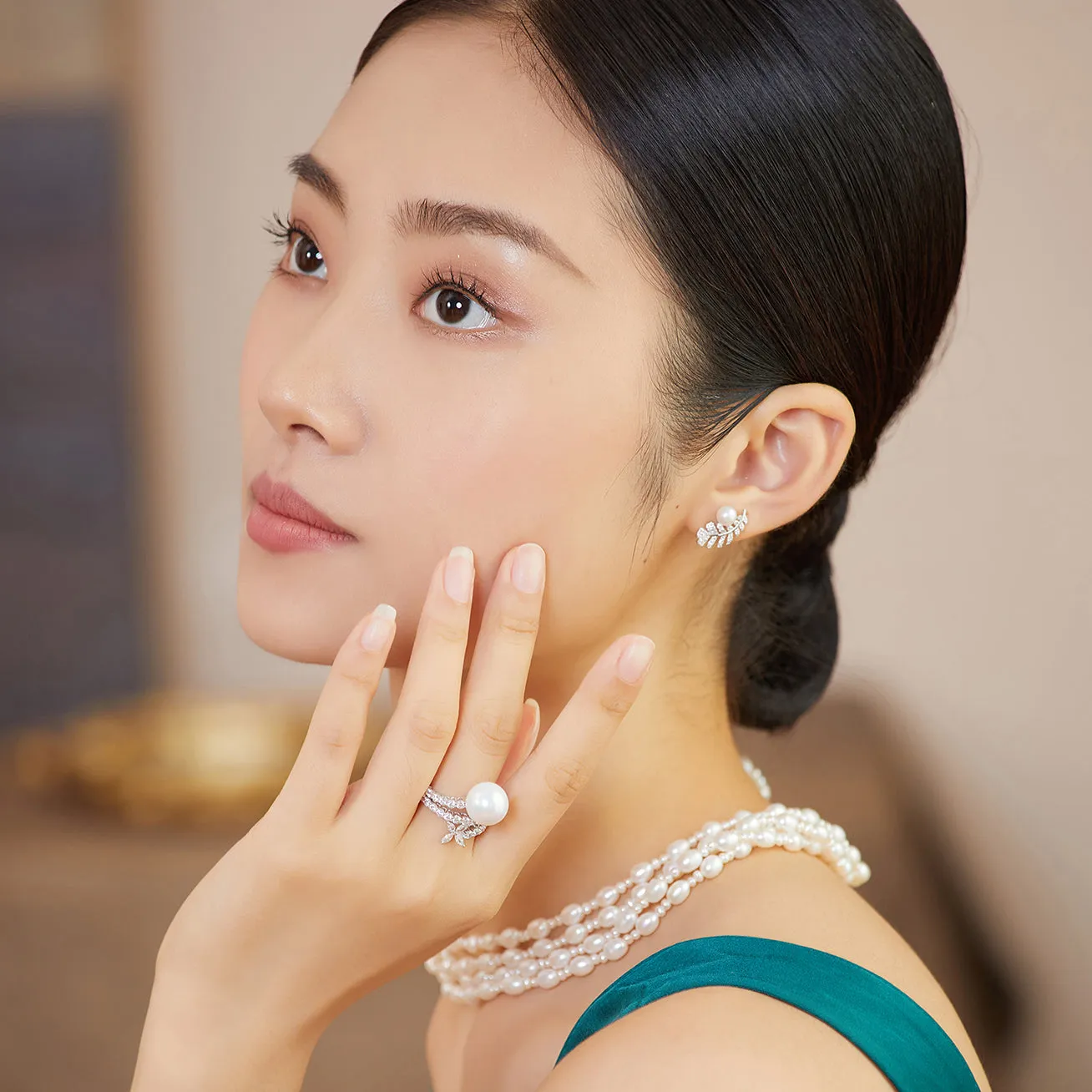 Elegant Edison Pearl 18K Solid Gold Ring KR00006