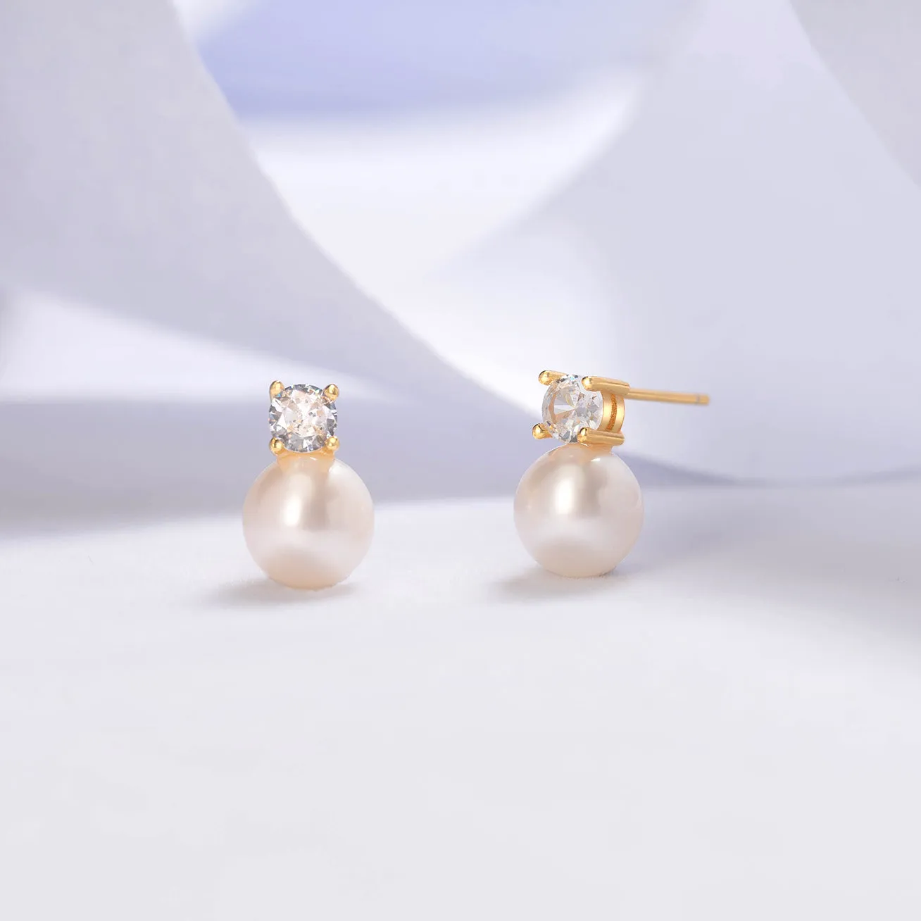 Elegant Freshwater Semi Round Pearl Earrings WE00363