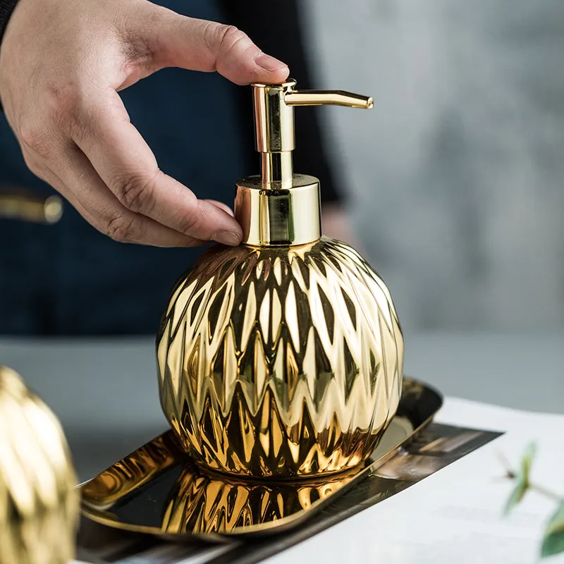 Elegant Gold Faceted Soap Dispenser