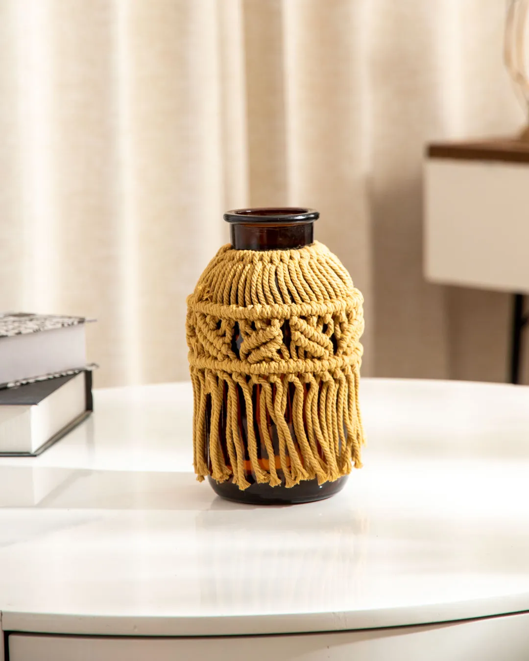 'Elegant Knots' Macrame Glass Vase