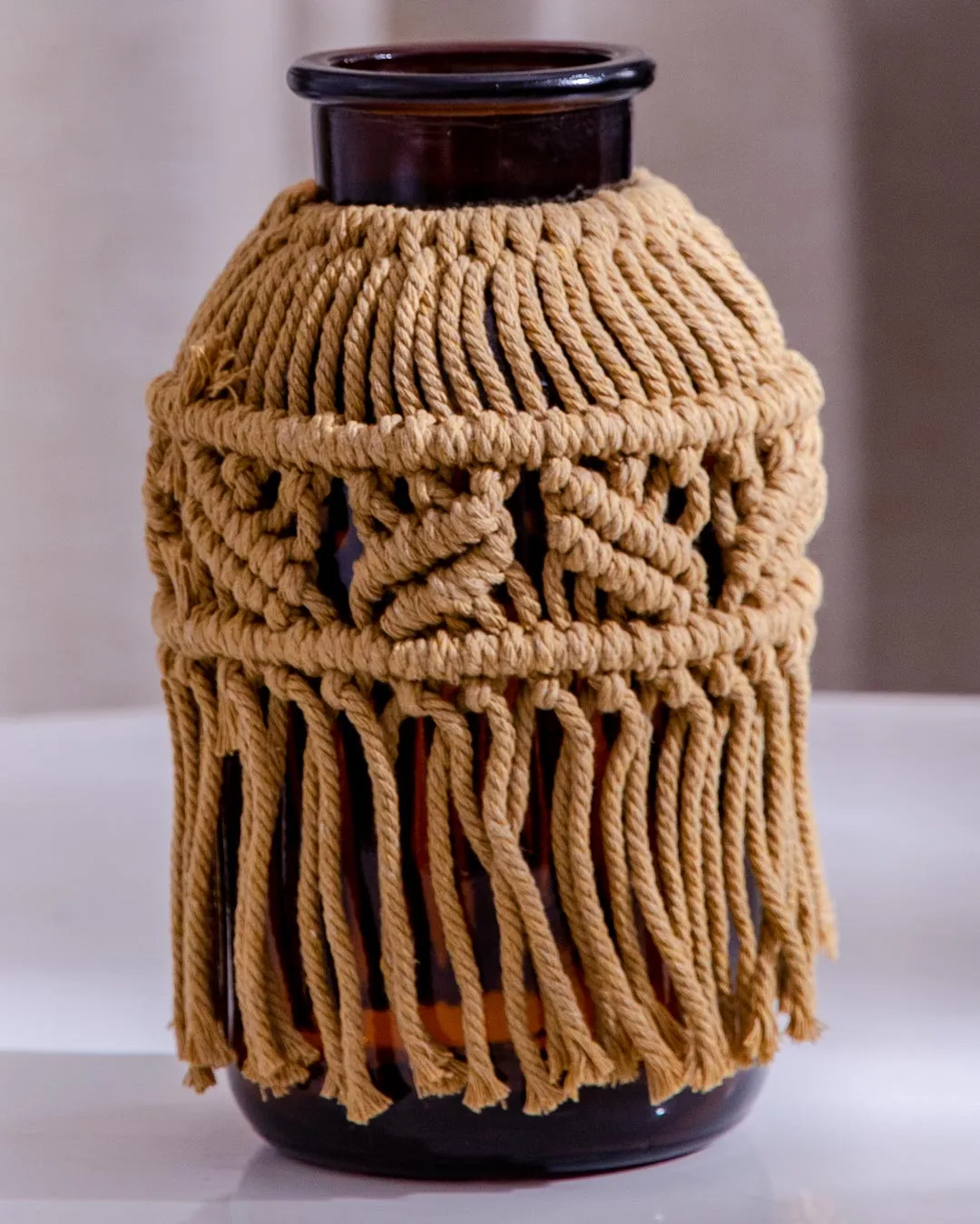 'Elegant Knots' Macrame Glass Vase