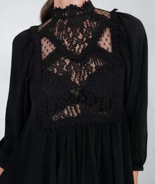 Elegant Lace Shift Dress Black