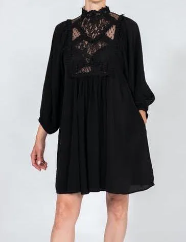 Elegant Lace Shift Dress Black