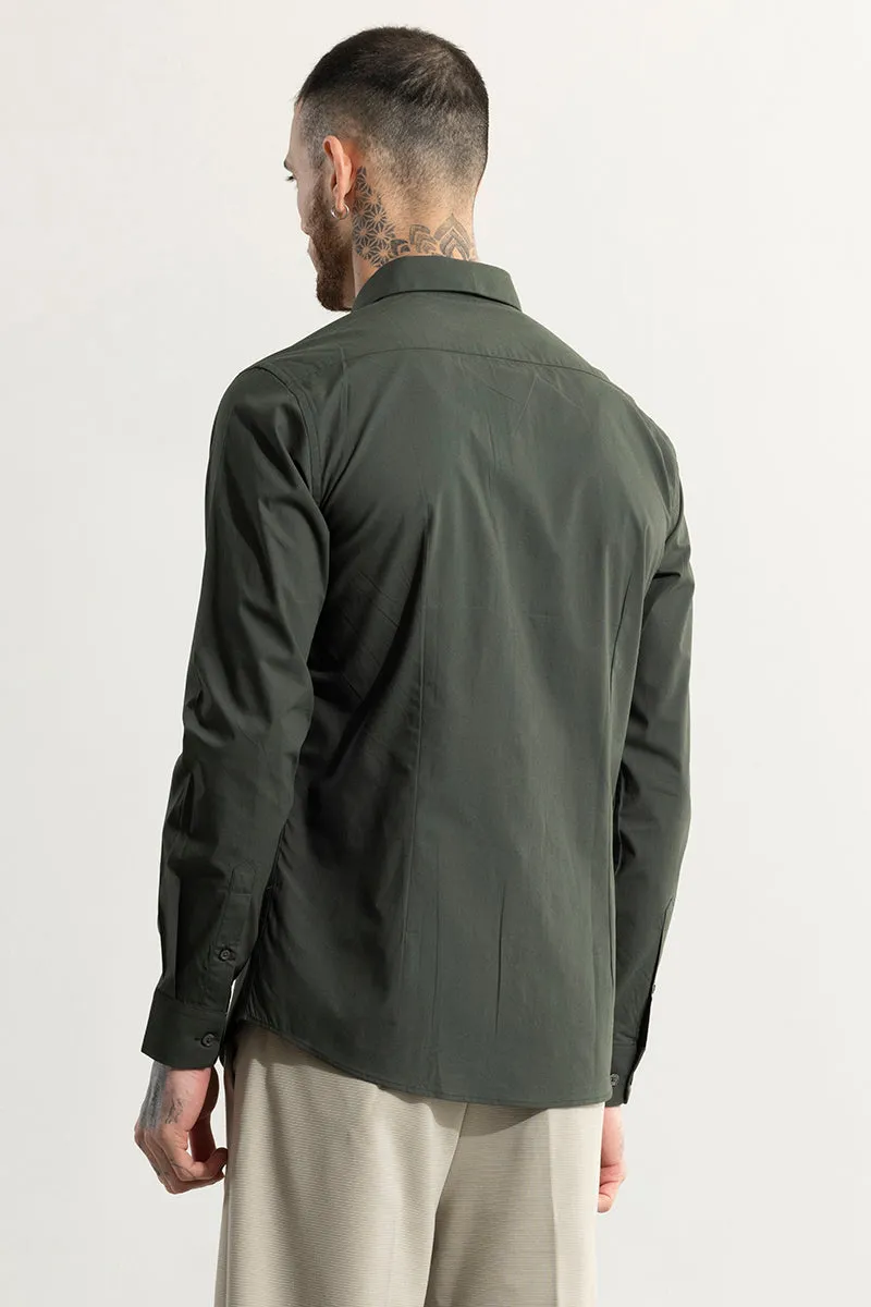 Elegant Monotone Dark Green Shirt