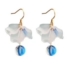 Elegant Petal Flower Crystal Ear Hooks Drop Earrings