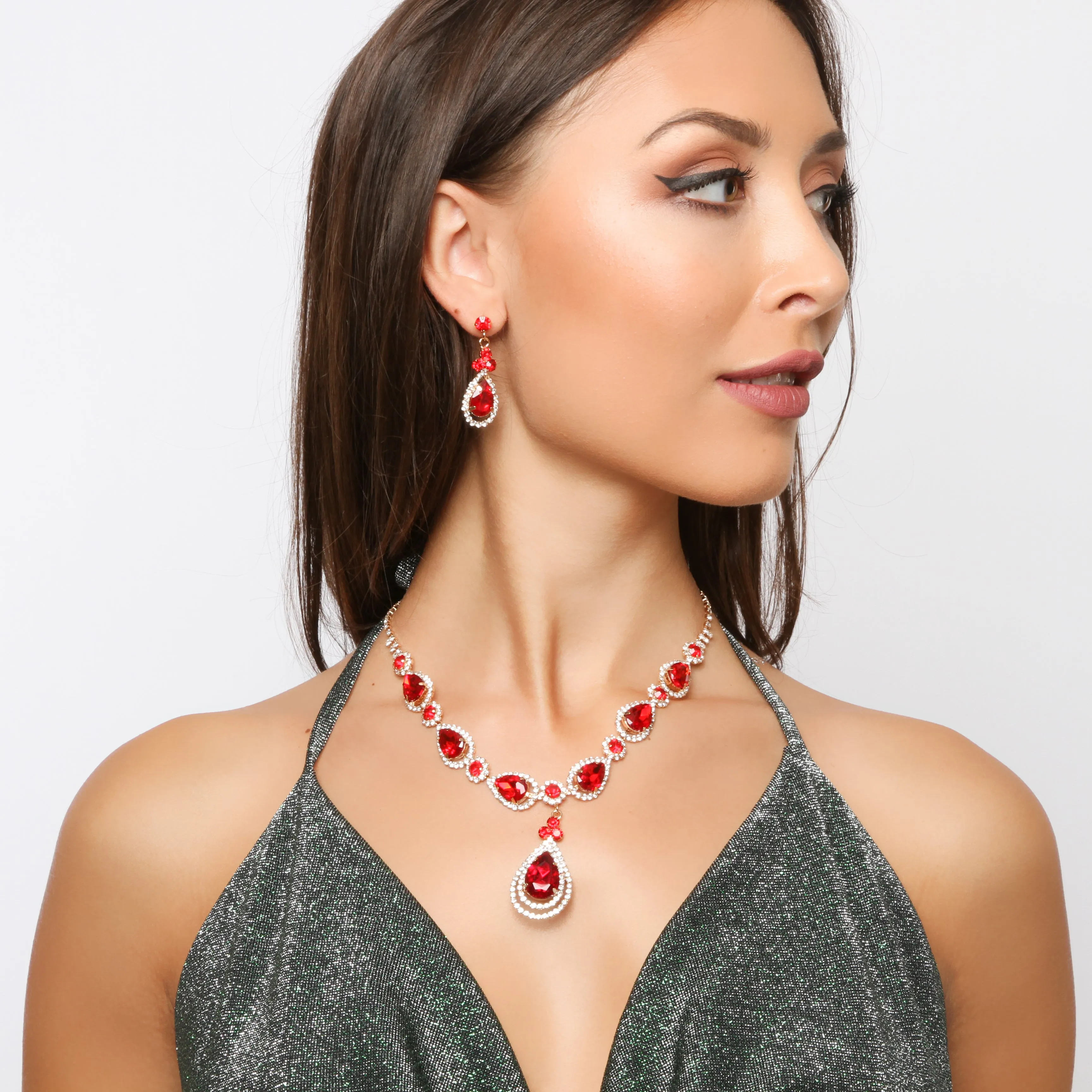 Elegant Teardrop Necklace & Earring Set