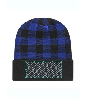 Embroidered Blue Plaid Beanies