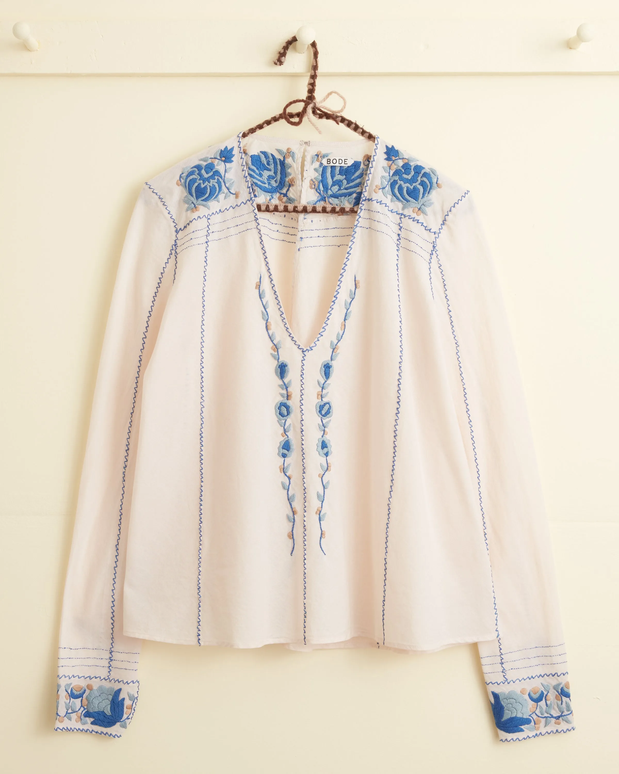 Embroidered Cornflower Top