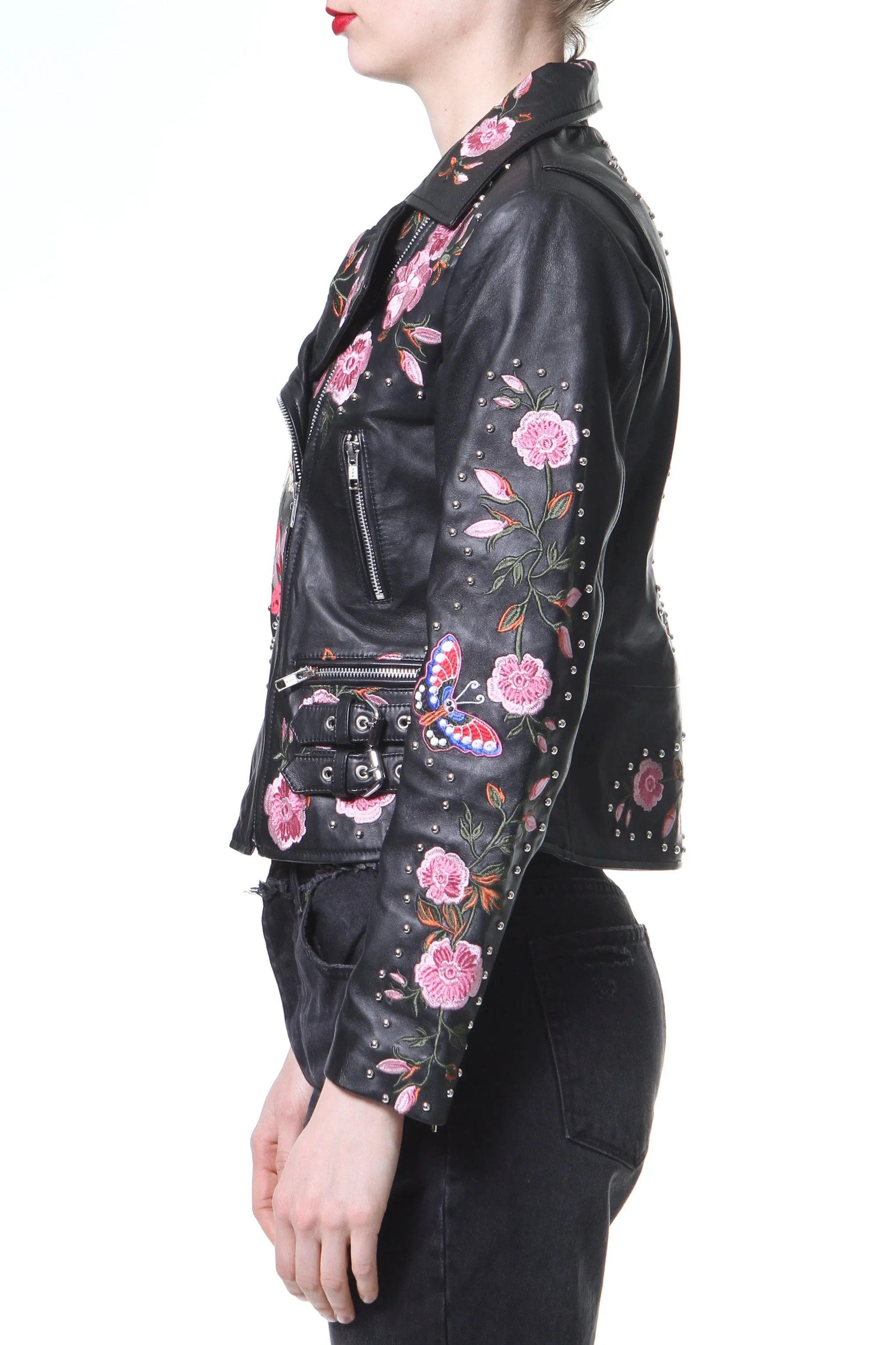 Embroidered Leather Biker