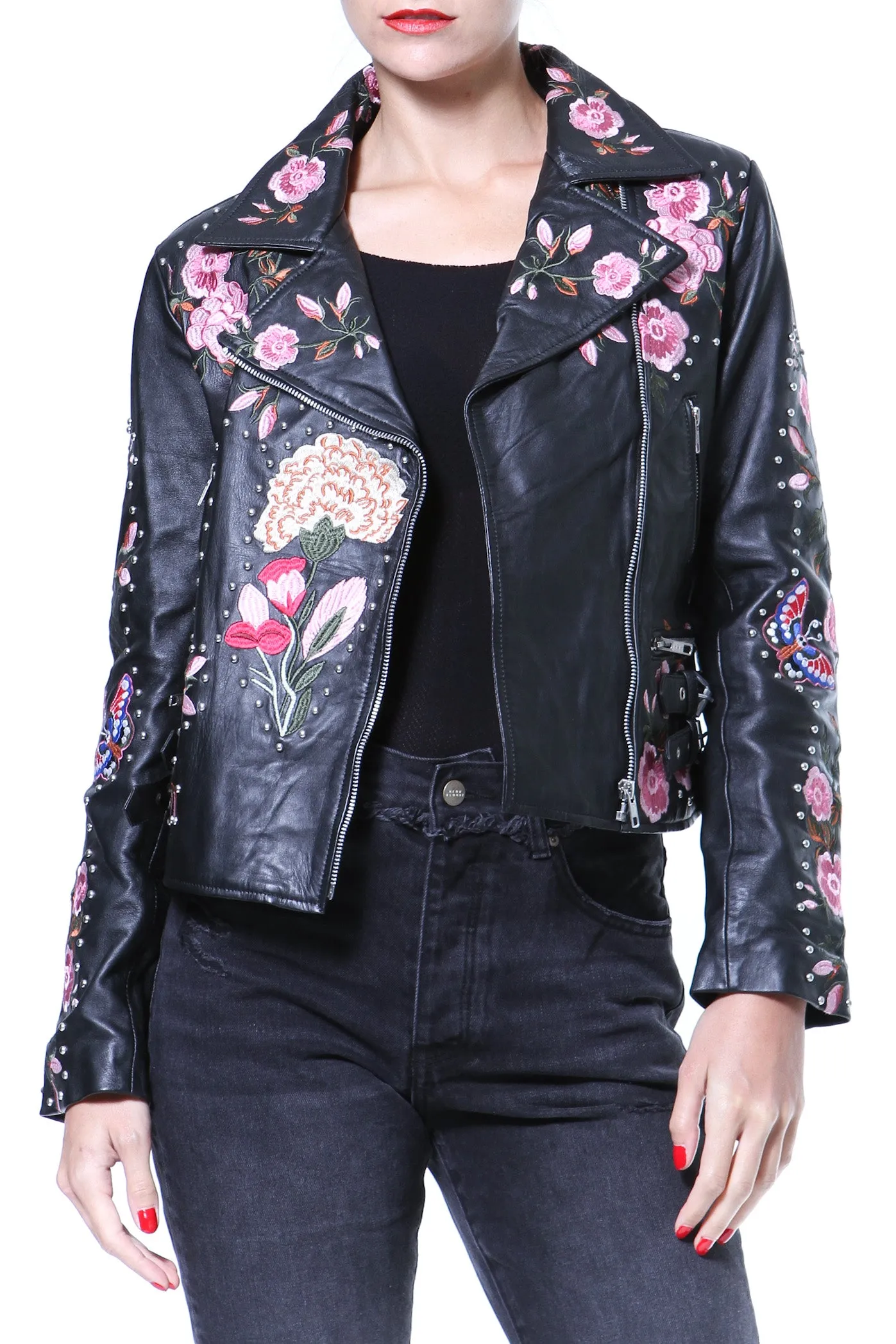 Embroidered Leather Biker