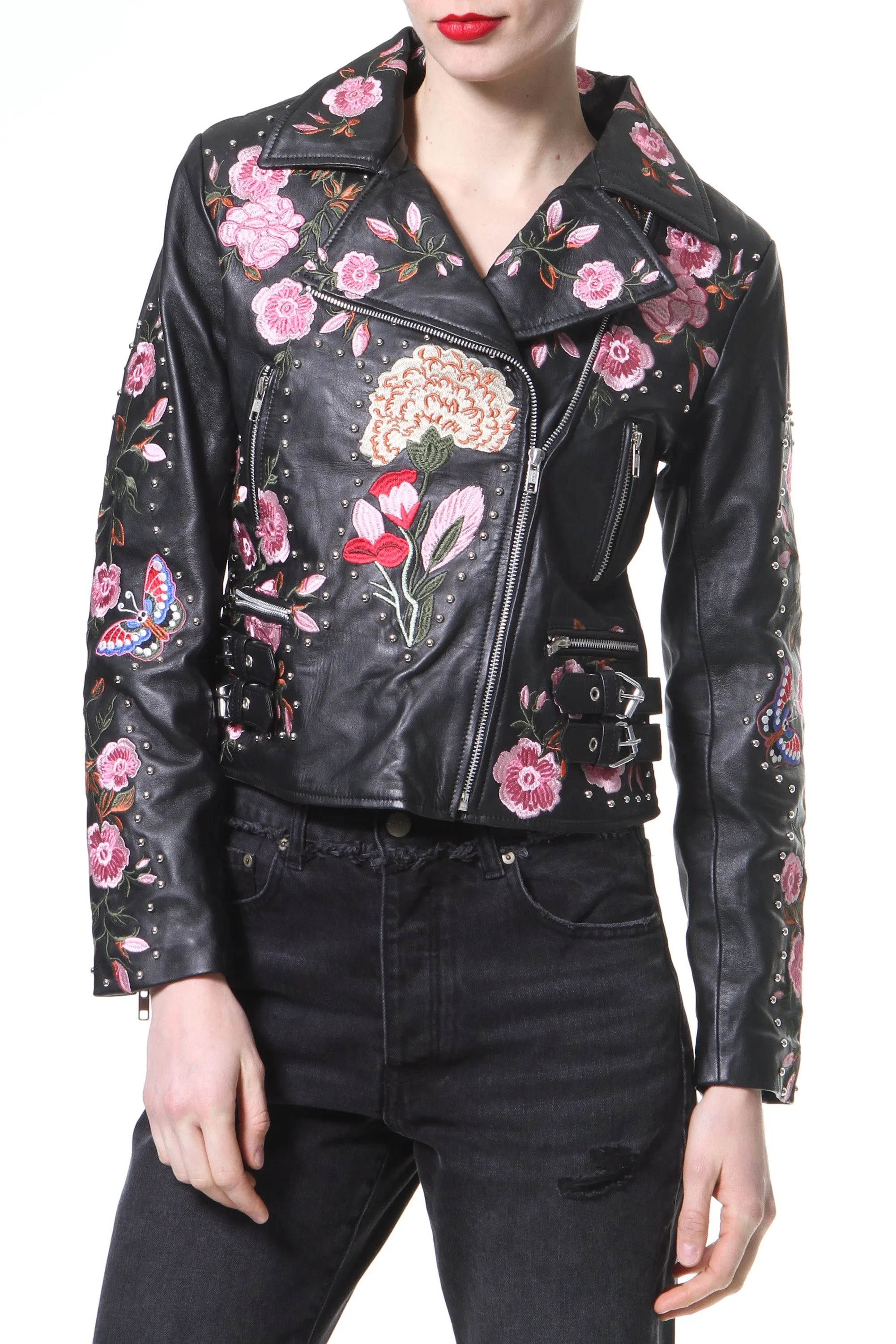 Embroidered Leather Biker